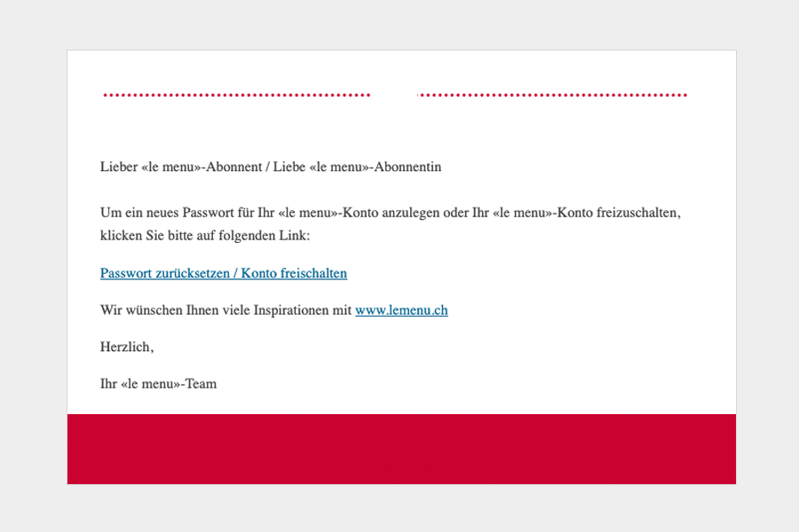 lemenu.ch Anleitung Desktop Login - E-Mail Notifikation