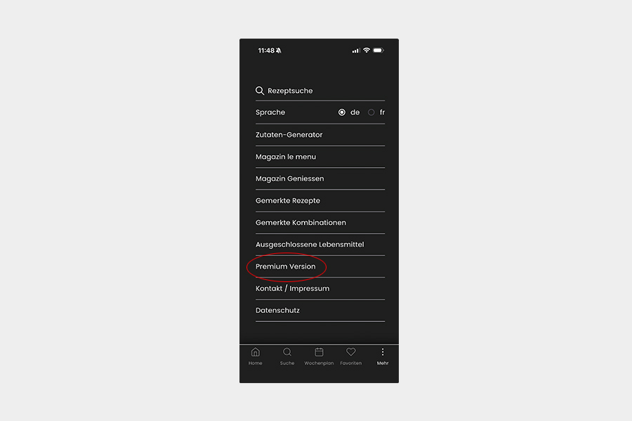 lemenu.ch Anleitung Mobile Login